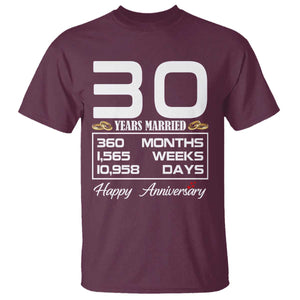Vintage 30th Wedding Anniversary T Shirt Thirty Years Married Gift