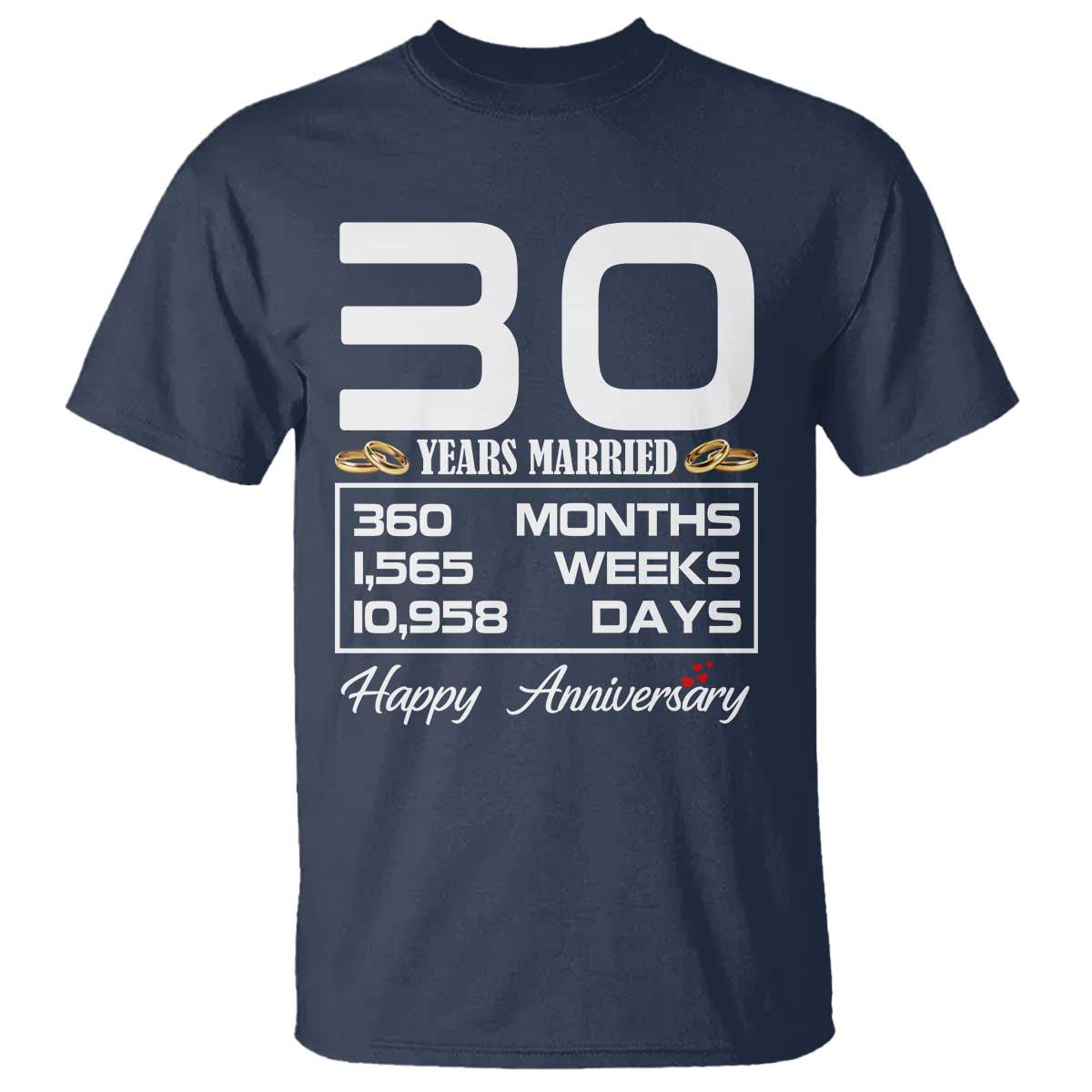 Vintage 30th Wedding Anniversary T Shirt Thirty Years Married Gift