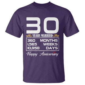 Vintage 30th Wedding Anniversary T Shirt Thirty Years Married Gift
