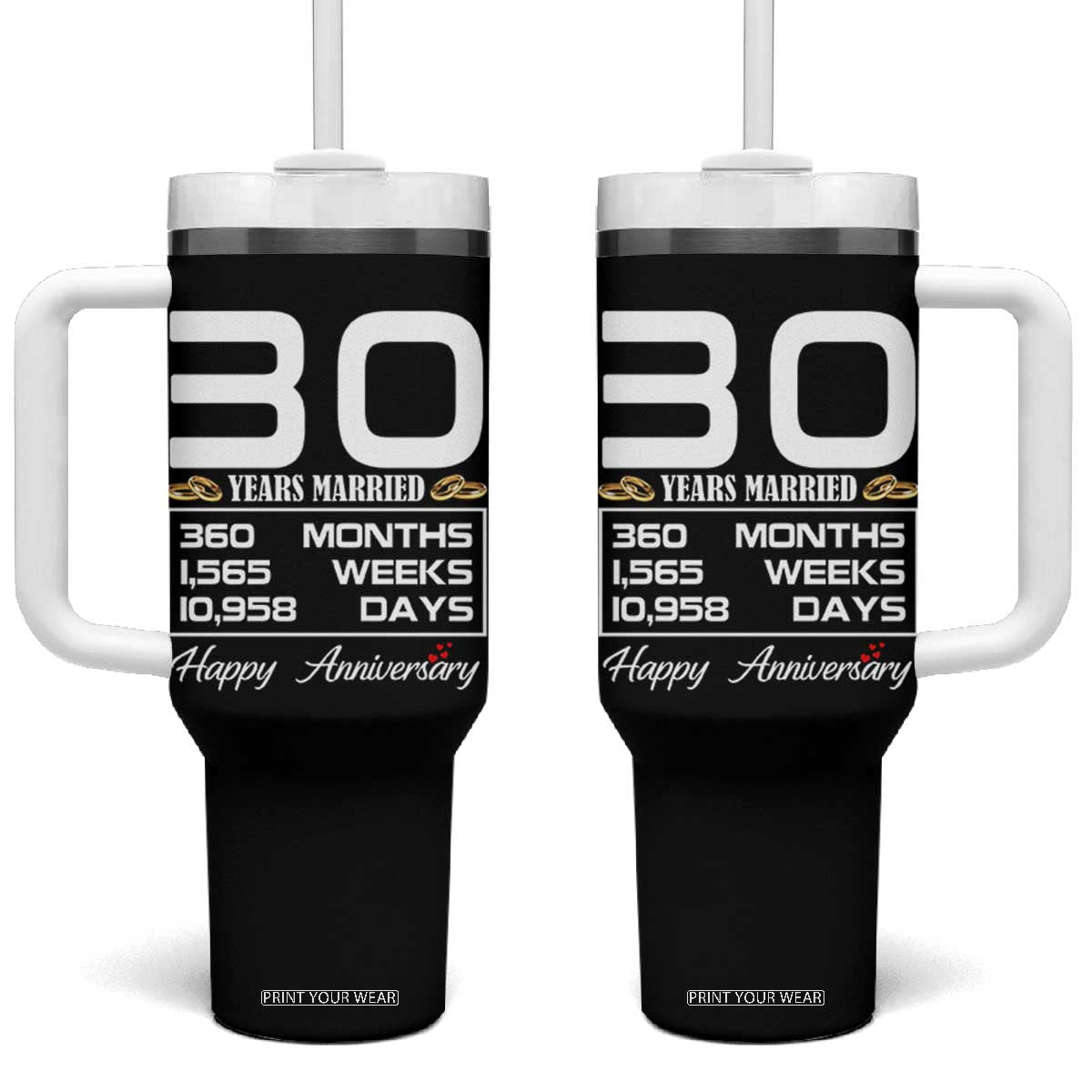 Vintage 30th Wedding Anniversary Tumbler With Handle Thirty Years Married Gift