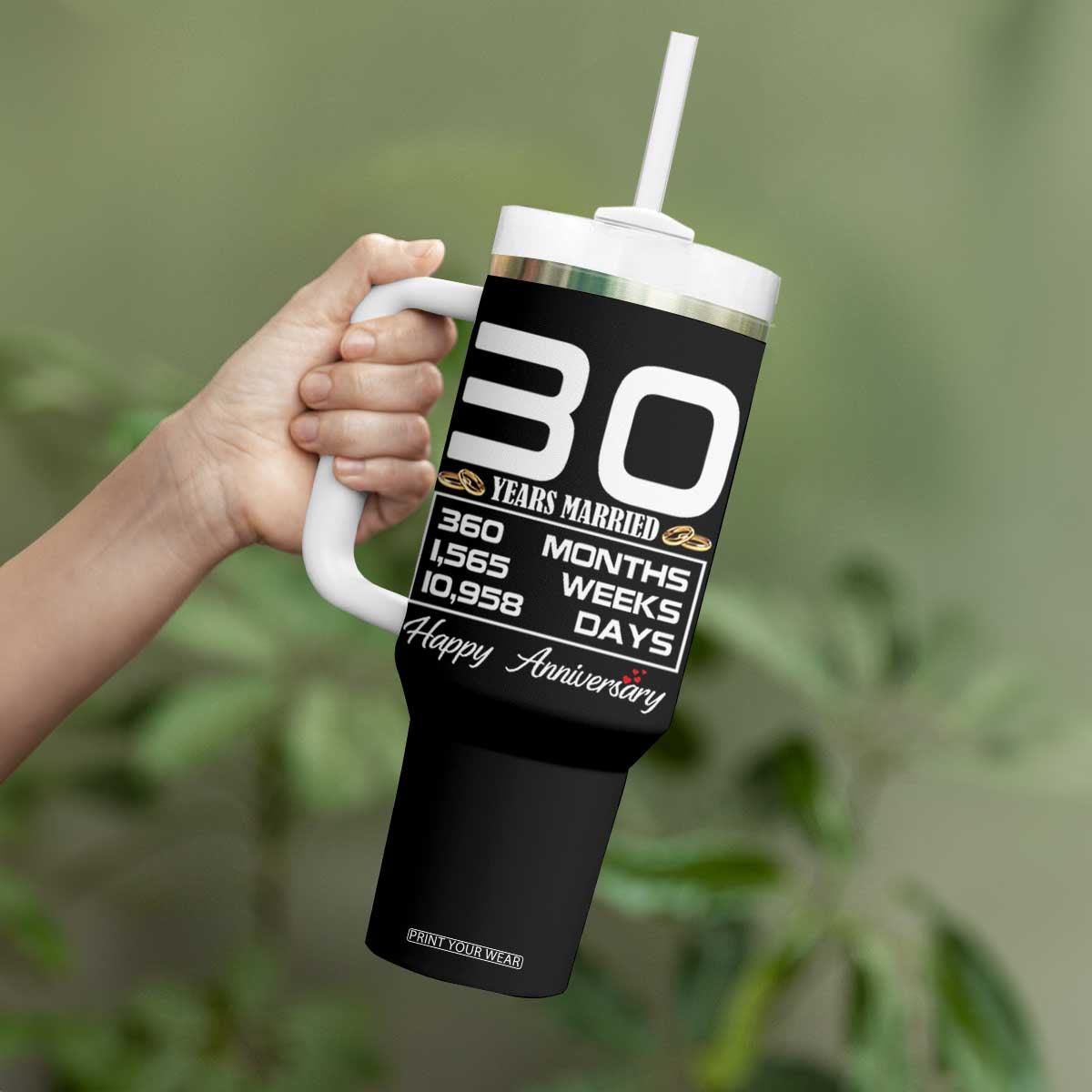 Vintage 30th Wedding Anniversary Tumbler With Handle Thirty Years Married Gift