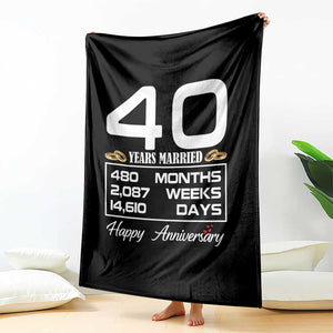 Vintage 40th Wedding Anniversary Throw Blanket Forty Years Married Gift