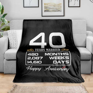 Vintage 40th Wedding Anniversary Throw Blanket Forty Years Married Gift