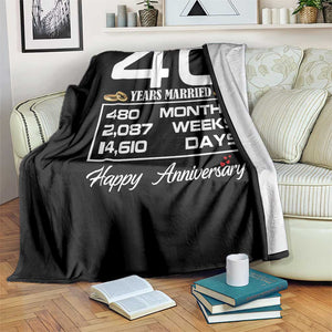 Vintage 40th Wedding Anniversary Throw Blanket Forty Years Married Gift