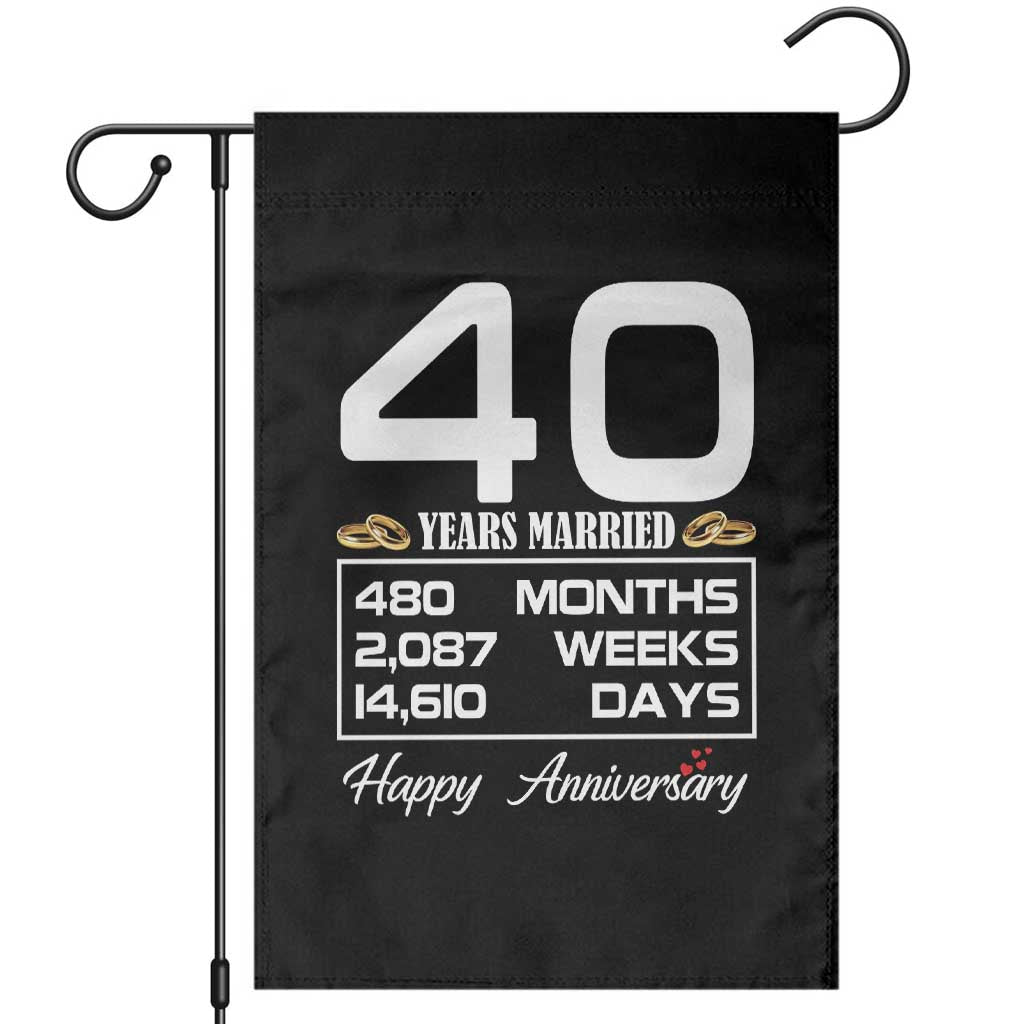 Vintage 40th Wedding Anniversary Garden Flag Forty Years Married Gift