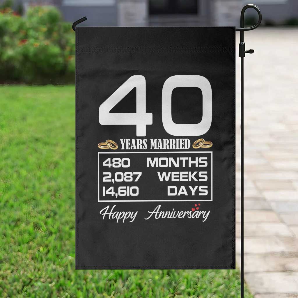 Vintage 40th Wedding Anniversary Garden Flag Forty Years Married Gift