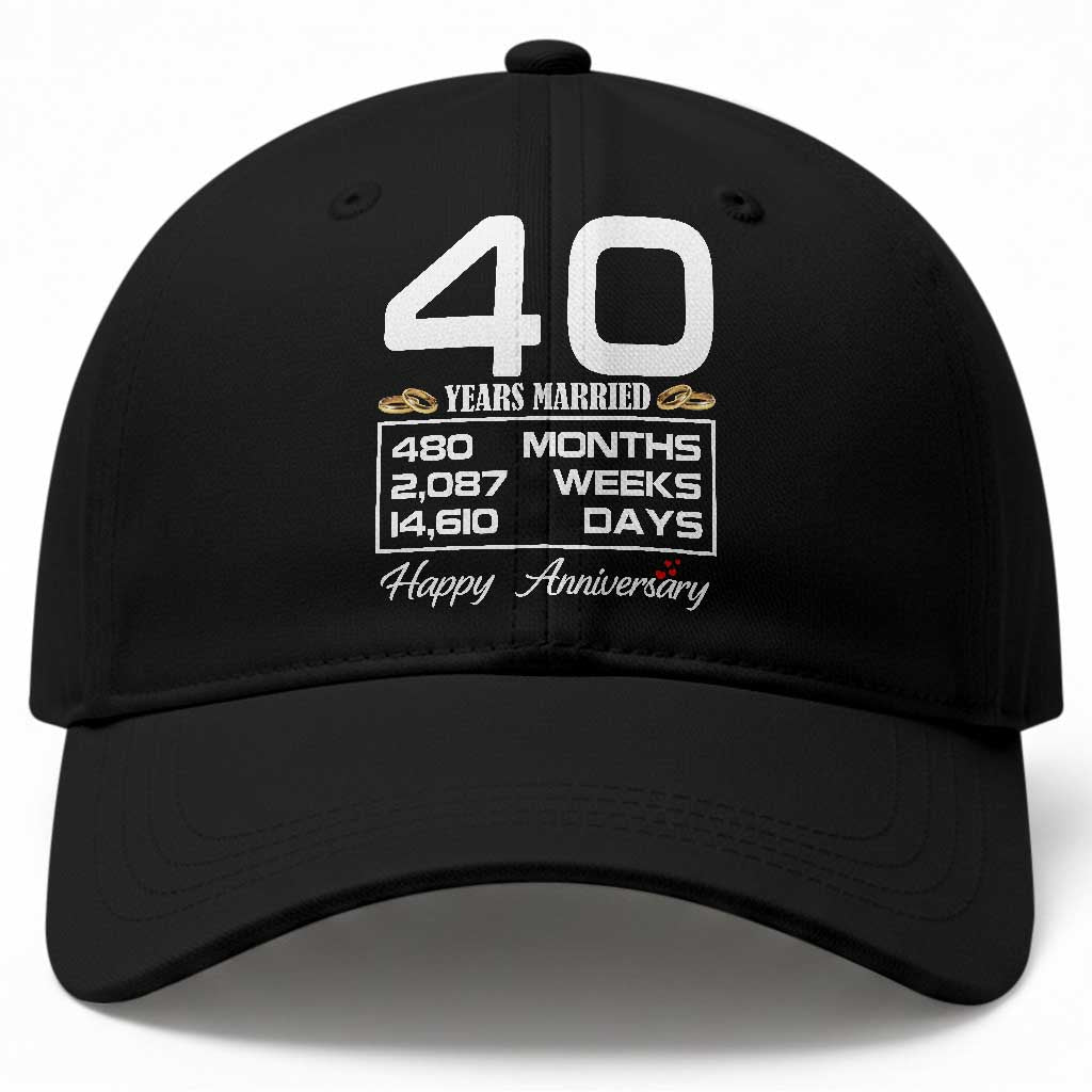Vintage 40th Wedding Anniversary Baseball Cap Forty Years Married Gift