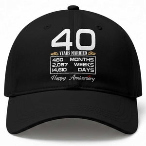 Vintage 40th Wedding Anniversary Baseball Cap Forty Years Married Gift