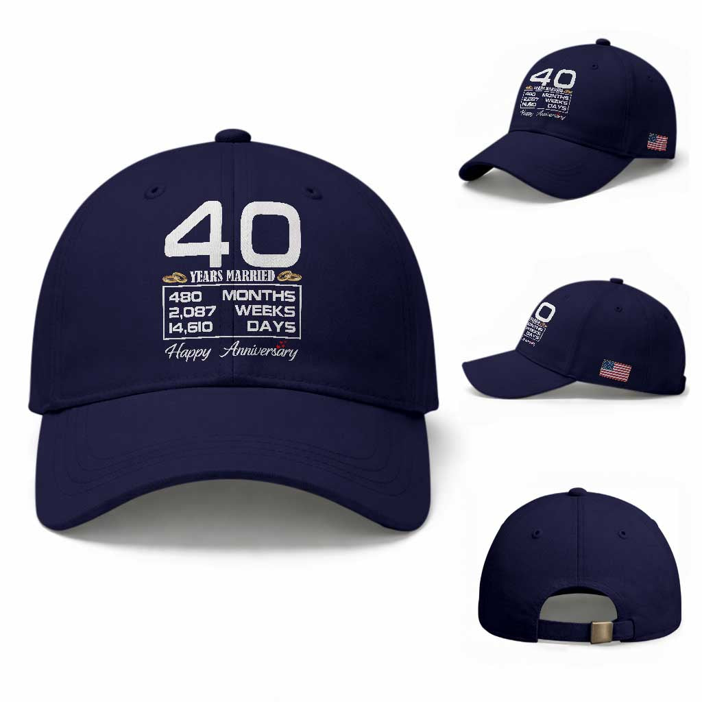 Vintage 40th Wedding Anniversary Baseball Cap Forty Years Married Gift