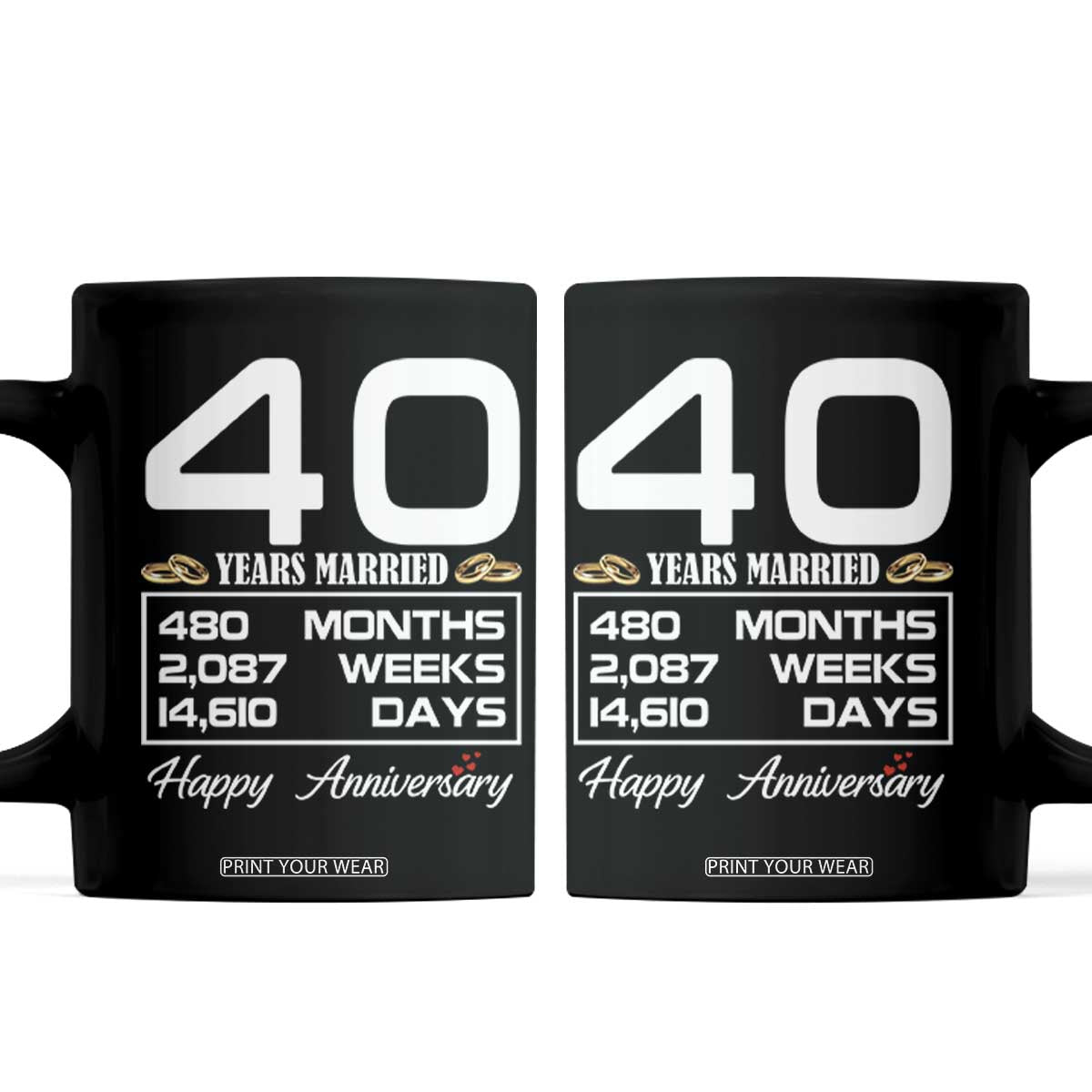 Vintage 40th Wedding Anniversary Coffee Mug Forty Years Married Gift