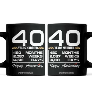 Vintage 40th Wedding Anniversary Coffee Mug Forty Years Married Gift
