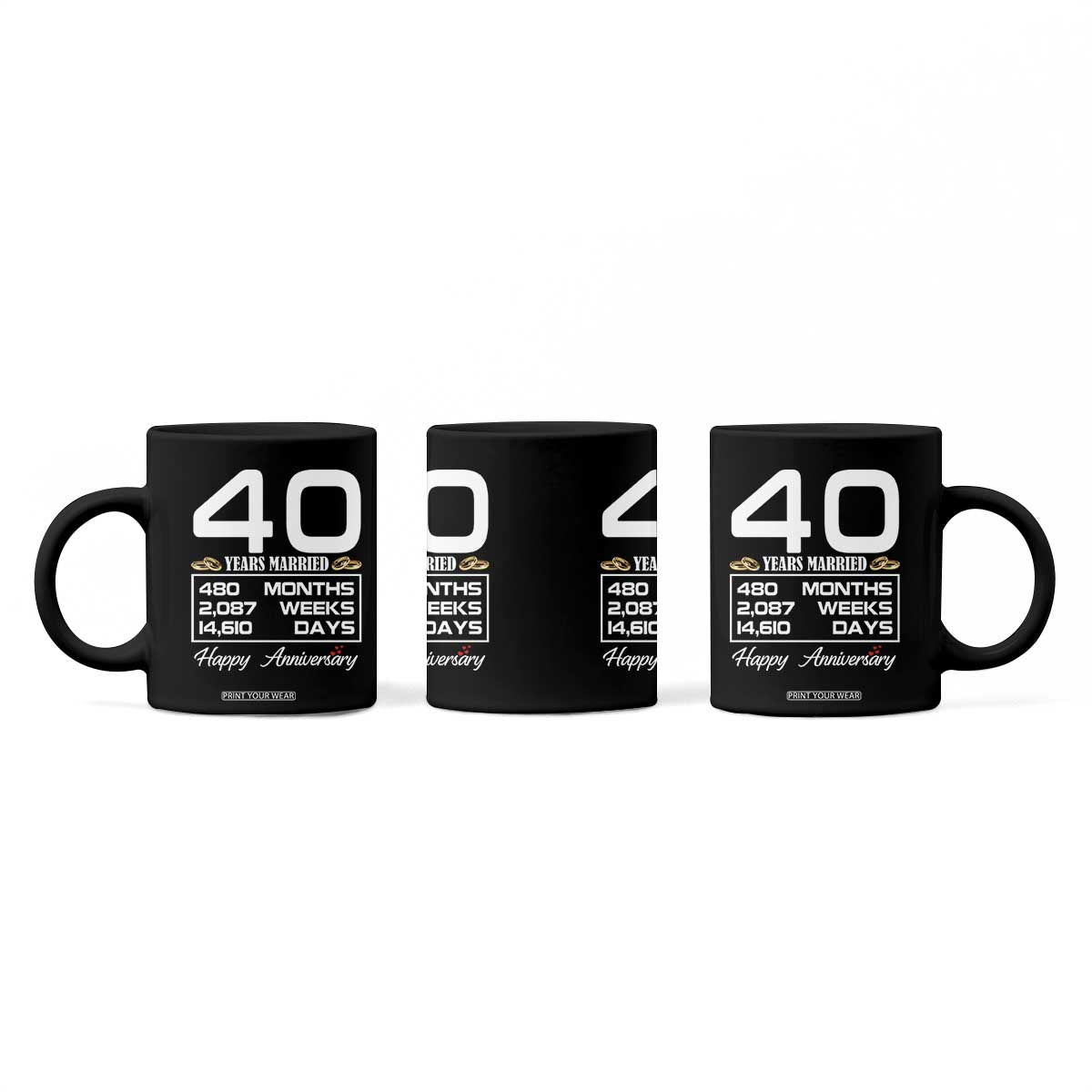 Vintage 40th Wedding Anniversary Coffee Mug Forty Years Married Gift