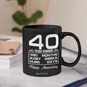 Vintage 40th Wedding Anniversary Coffee Mug Forty Years Married Gift