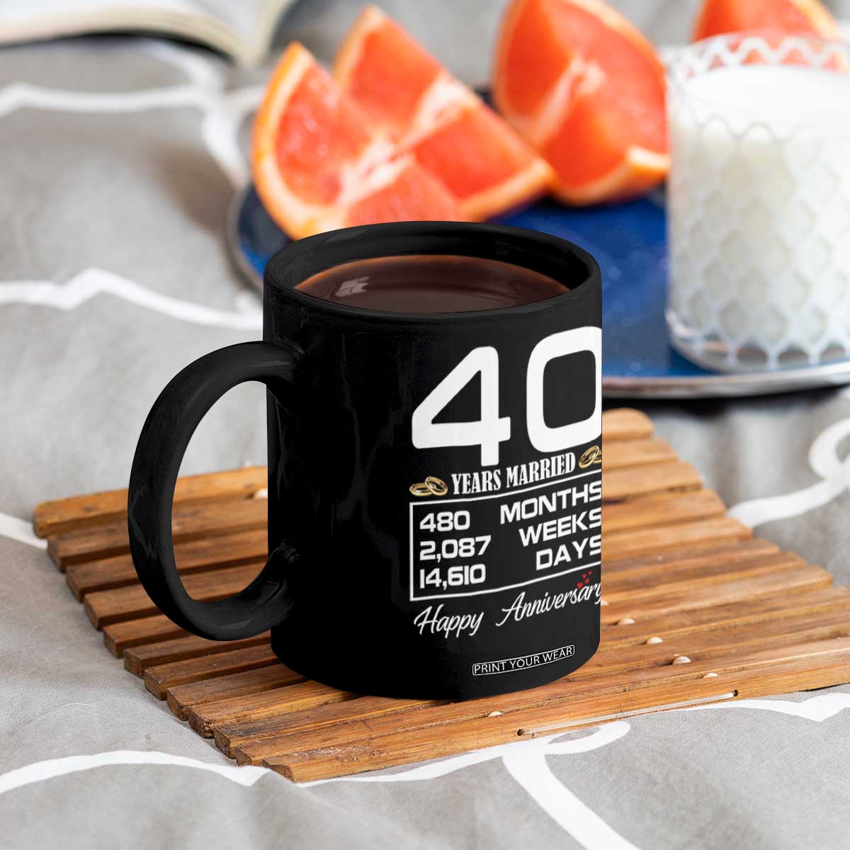Vintage 40th Wedding Anniversary Coffee Mug Forty Years Married Gift