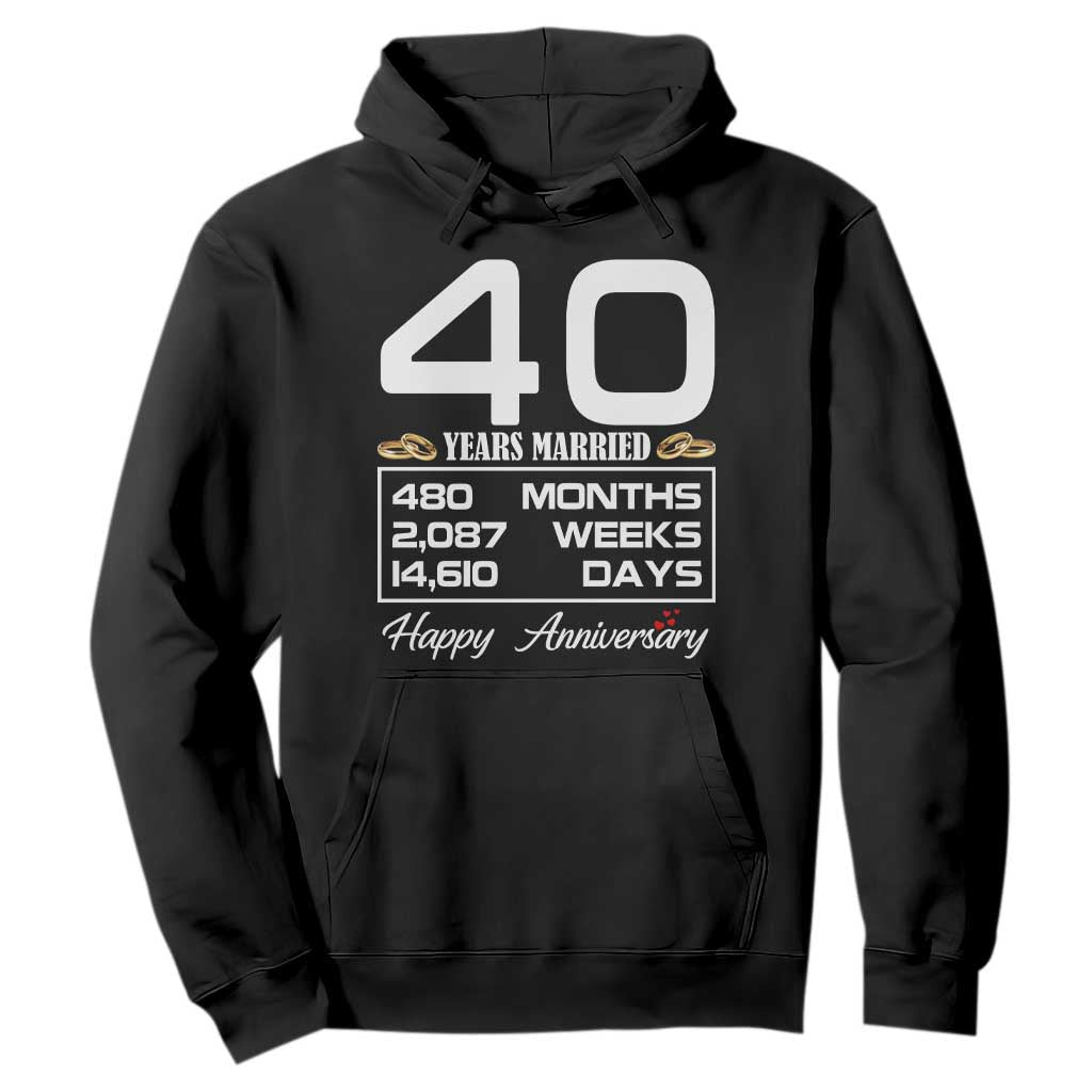 Vintage 40th Wedding Anniversary Hoodie Forty Years Married Gift
