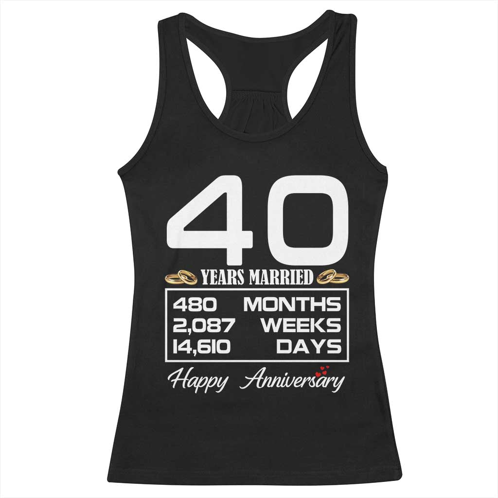 Vintage 40th Wedding Anniversary Racerback Tank Top Forty Years Married Gift