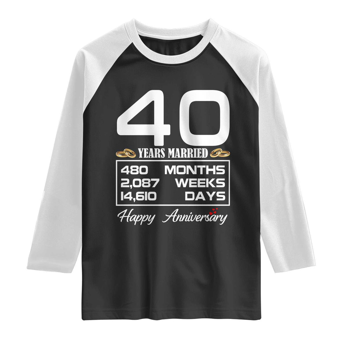 Vintage 40th Wedding Anniversary Raglan Shirt Forty Years Married Gift