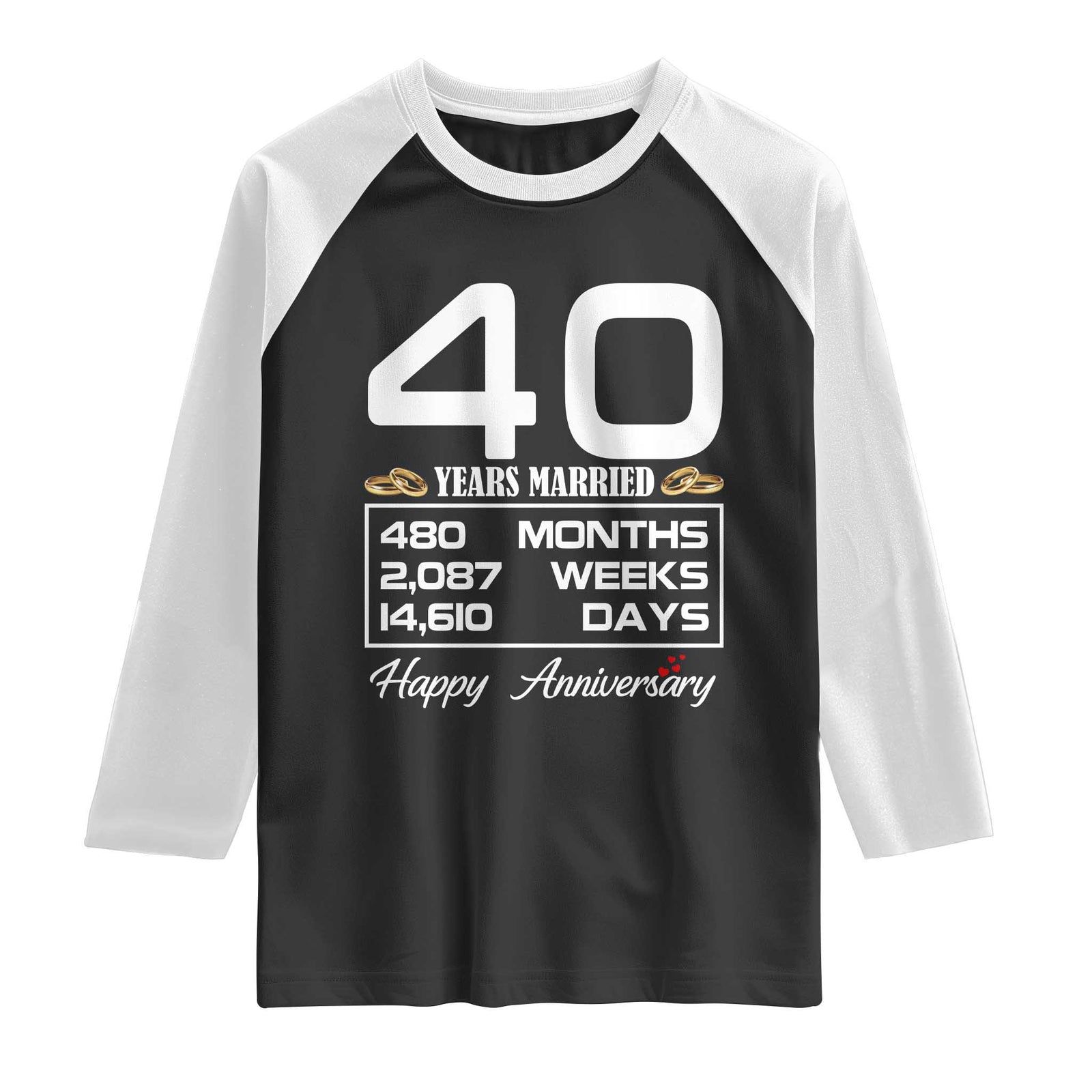 Vintage 40th Wedding Anniversary Raglan Shirt Forty Years Married Gift