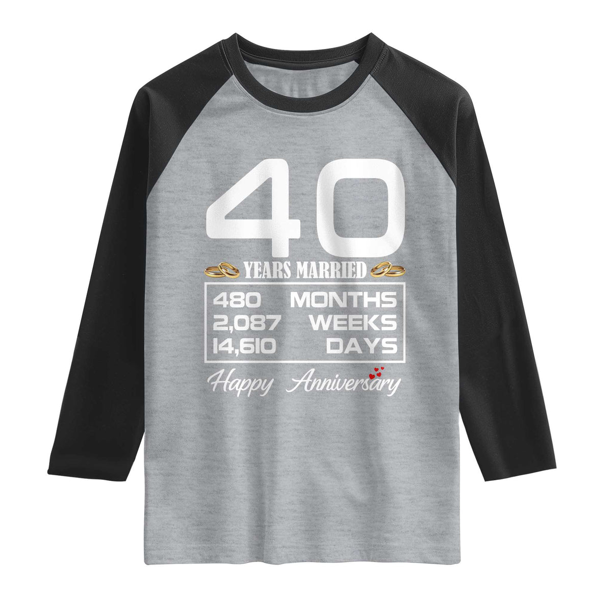 Vintage 40th Wedding Anniversary Raglan Shirt Forty Years Married Gift