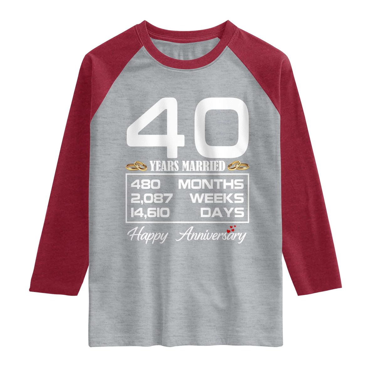 Vintage 40th Wedding Anniversary Raglan Shirt Forty Years Married Gift