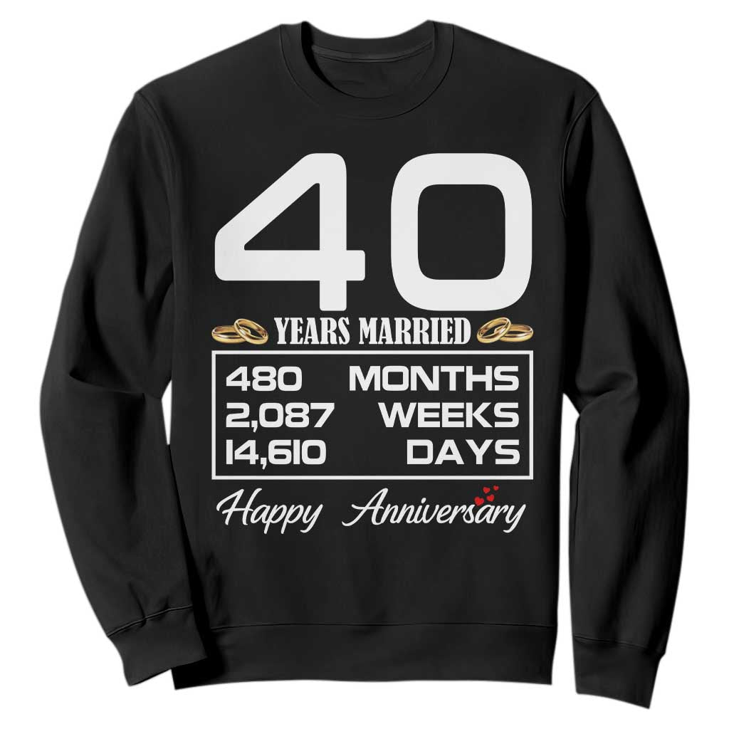 Vintage 40th Wedding Anniversary Sweatshirt Forty Years Married Gift