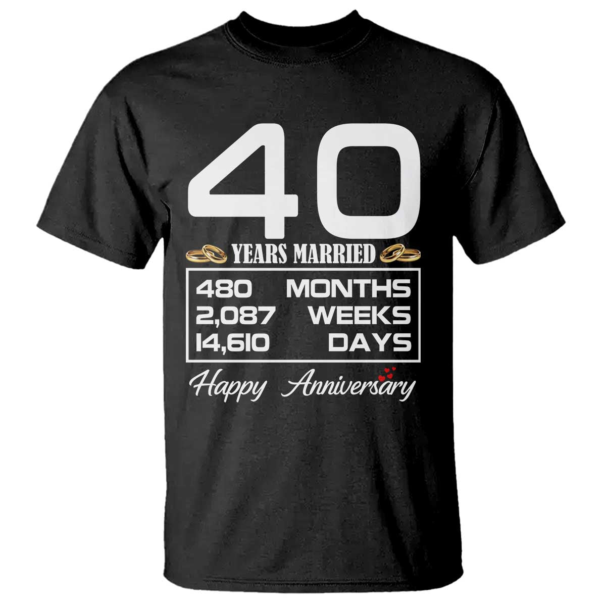 Vintage 40th Wedding Anniversary T Shirt Forty Years Married Gift