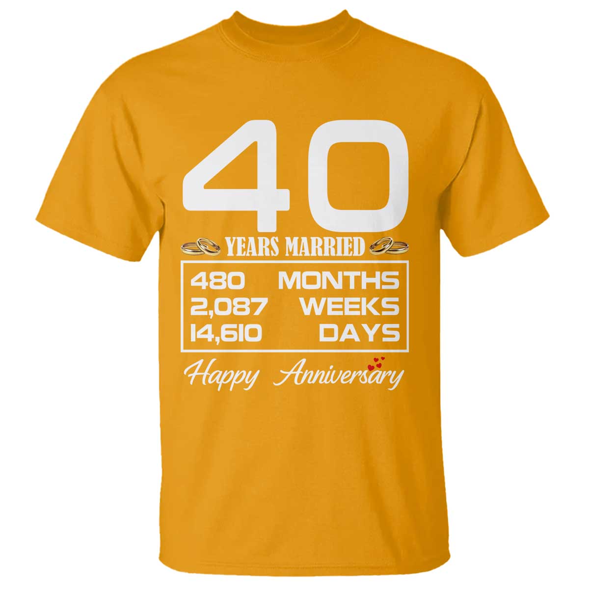 Vintage 40th Wedding Anniversary T Shirt Forty Years Married Gift