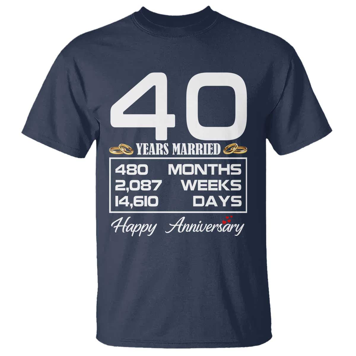 Vintage 40th Wedding Anniversary T Shirt Forty Years Married Gift