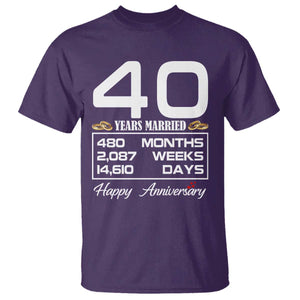 Vintage 40th Wedding Anniversary T Shirt Forty Years Married Gift