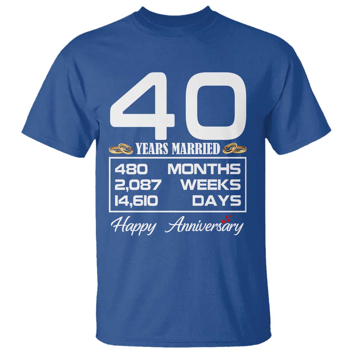 Vintage 40th Wedding Anniversary T Shirt Forty Years Married Gift