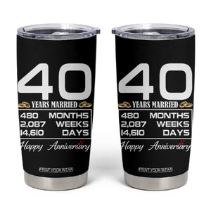 Vintage 40th Wedding Anniversary Tumbler Cup Forty Years Married Gift