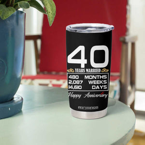 Vintage 40th Wedding Anniversary Tumbler Cup Forty Years Married Gift