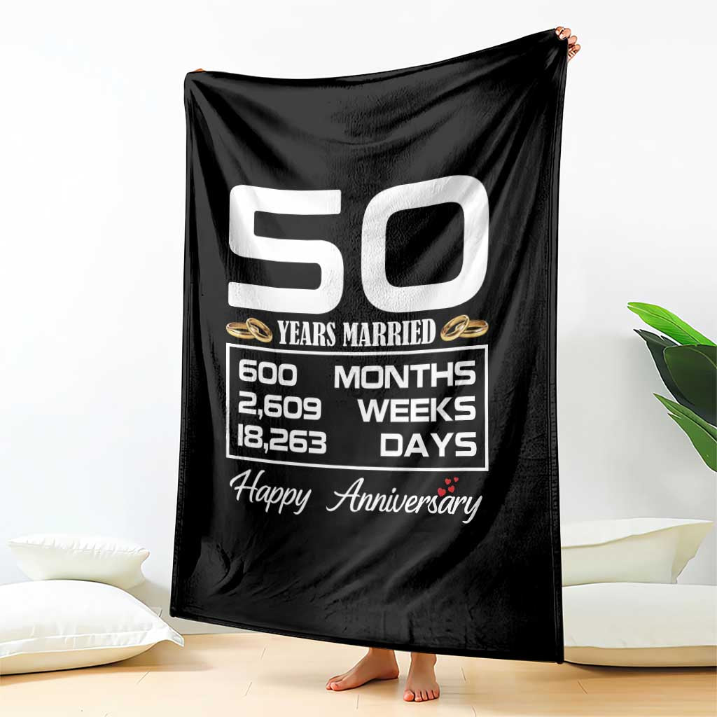 Vintage 50th Wedding Anniversary Throw Blanket Fifty Years Married Gift