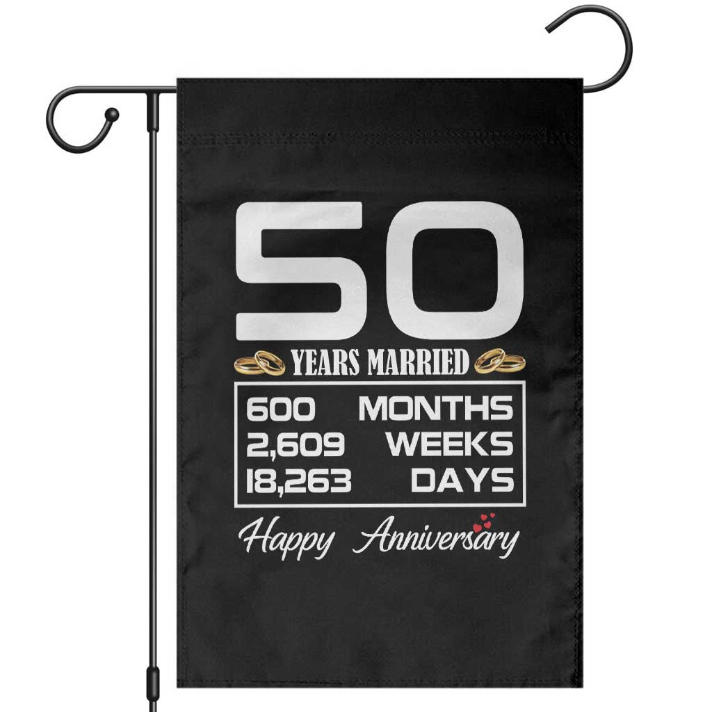 Vintage 50th Wedding Anniversary Garden Flag Fifty Years Married Gift