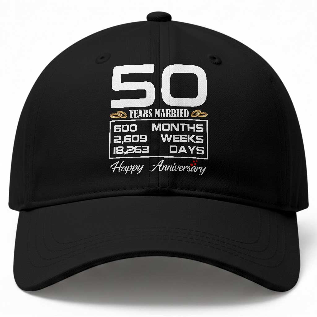 Vintage 50th Wedding Anniversary Baseball Cap Fifty Years Married Gift