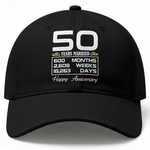 Vintage 50th Wedding Anniversary Baseball Cap Fifty Years Married Gift