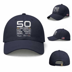 Vintage 50th Wedding Anniversary Baseball Cap Fifty Years Married Gift