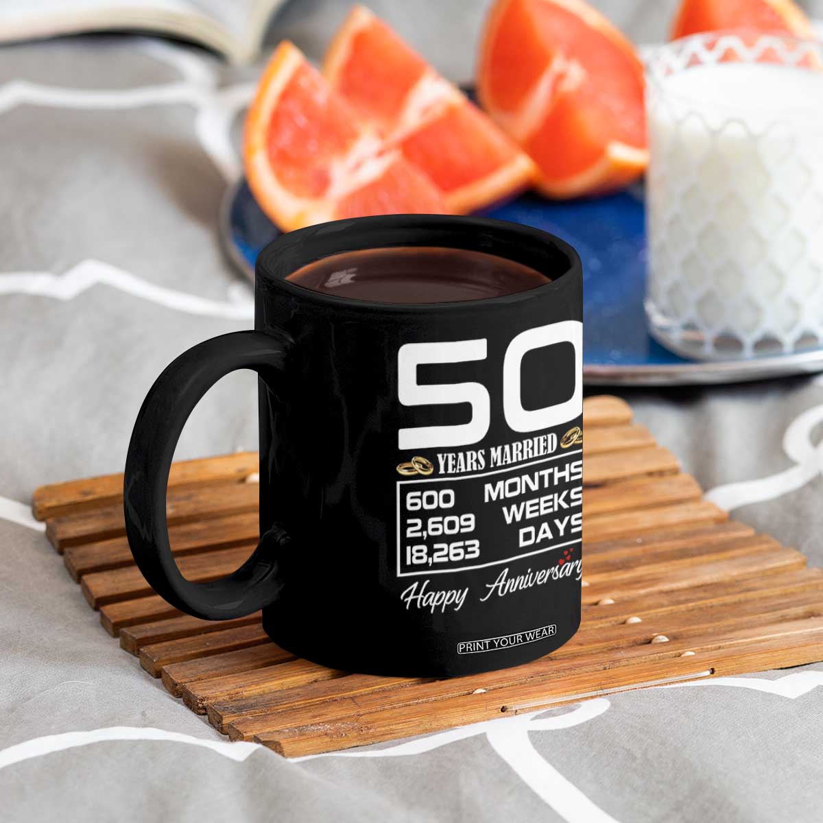 Vintage 50th Wedding Anniversary Coffee Mug Fifty Years Married Gift