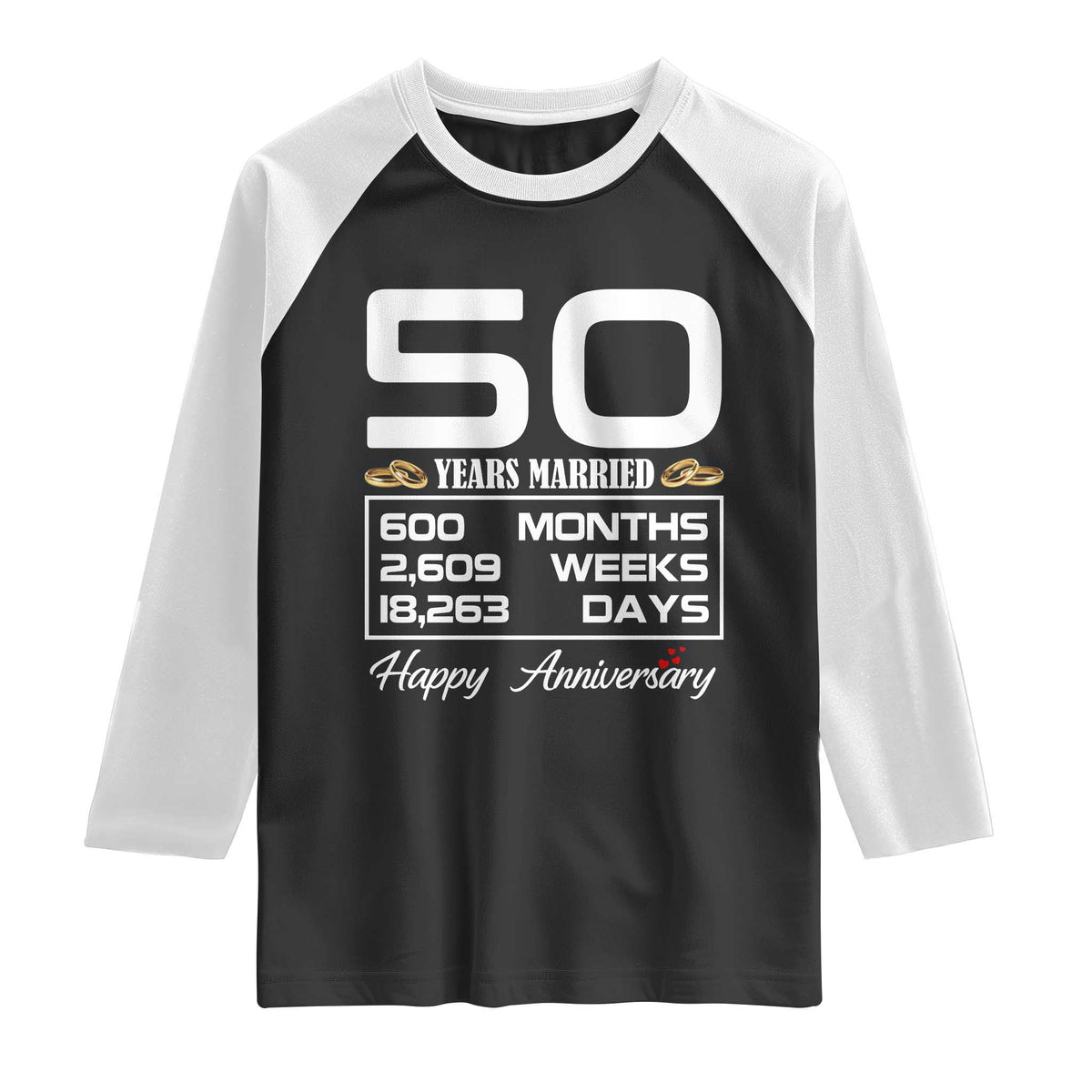 Vintage 50th Wedding Anniversary Raglan Shirt Fifty Years Married Gift