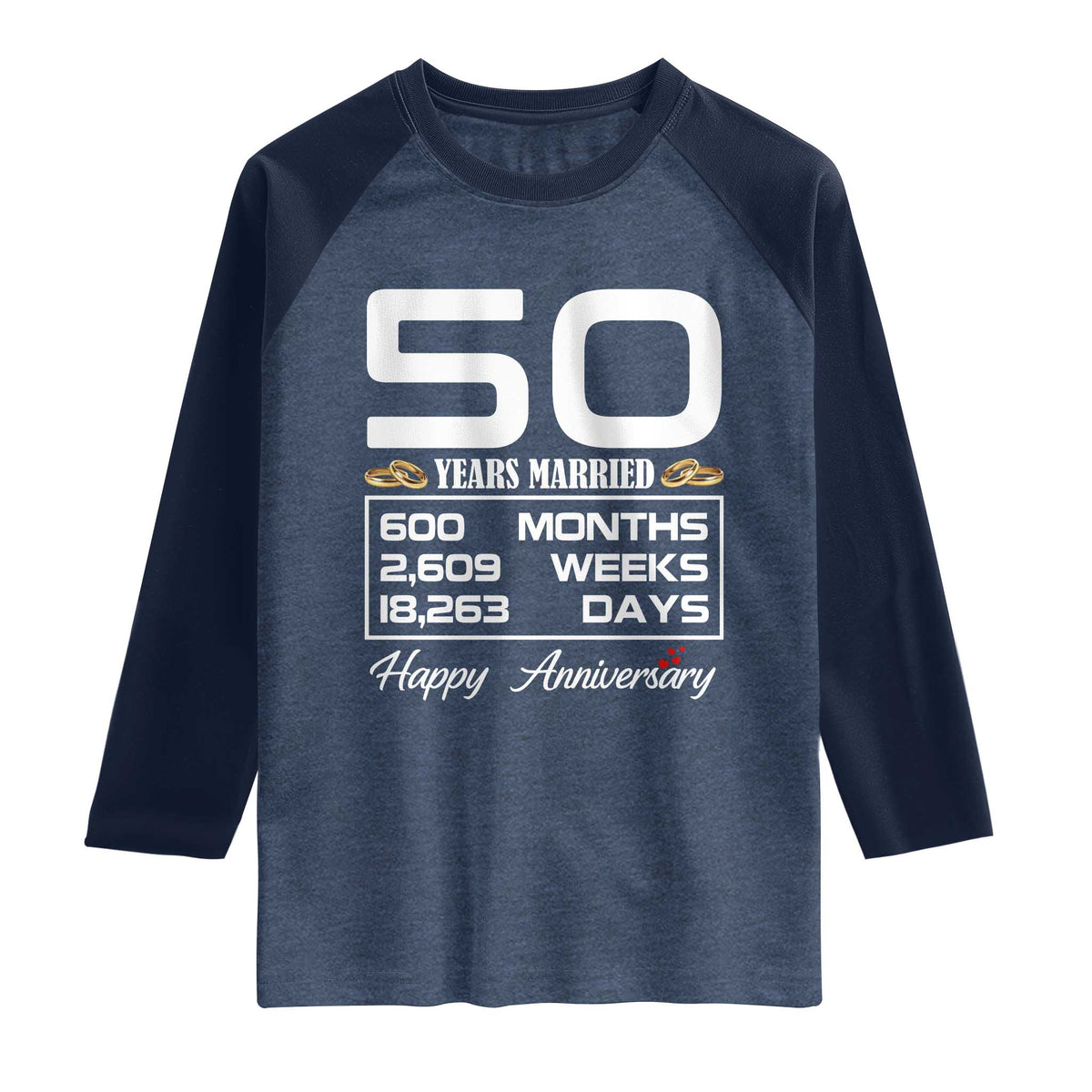 Vintage 50th Wedding Anniversary Raglan Shirt Fifty Years Married Gift
