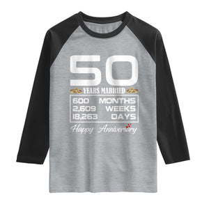 Vintage 50th Wedding Anniversary Raglan Shirt Fifty Years Married Gift