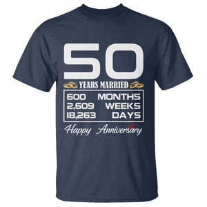 Vintage 50th Wedding Anniversary T Shirt Fifty Years Married Gift