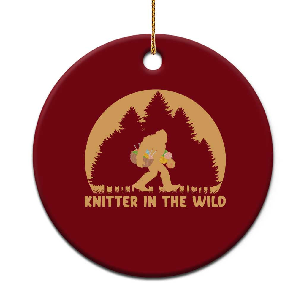 Knitting Bigfoot In The Wild Funny Gift Ceramic Ornament TS12 1pc Red Print Your Wear