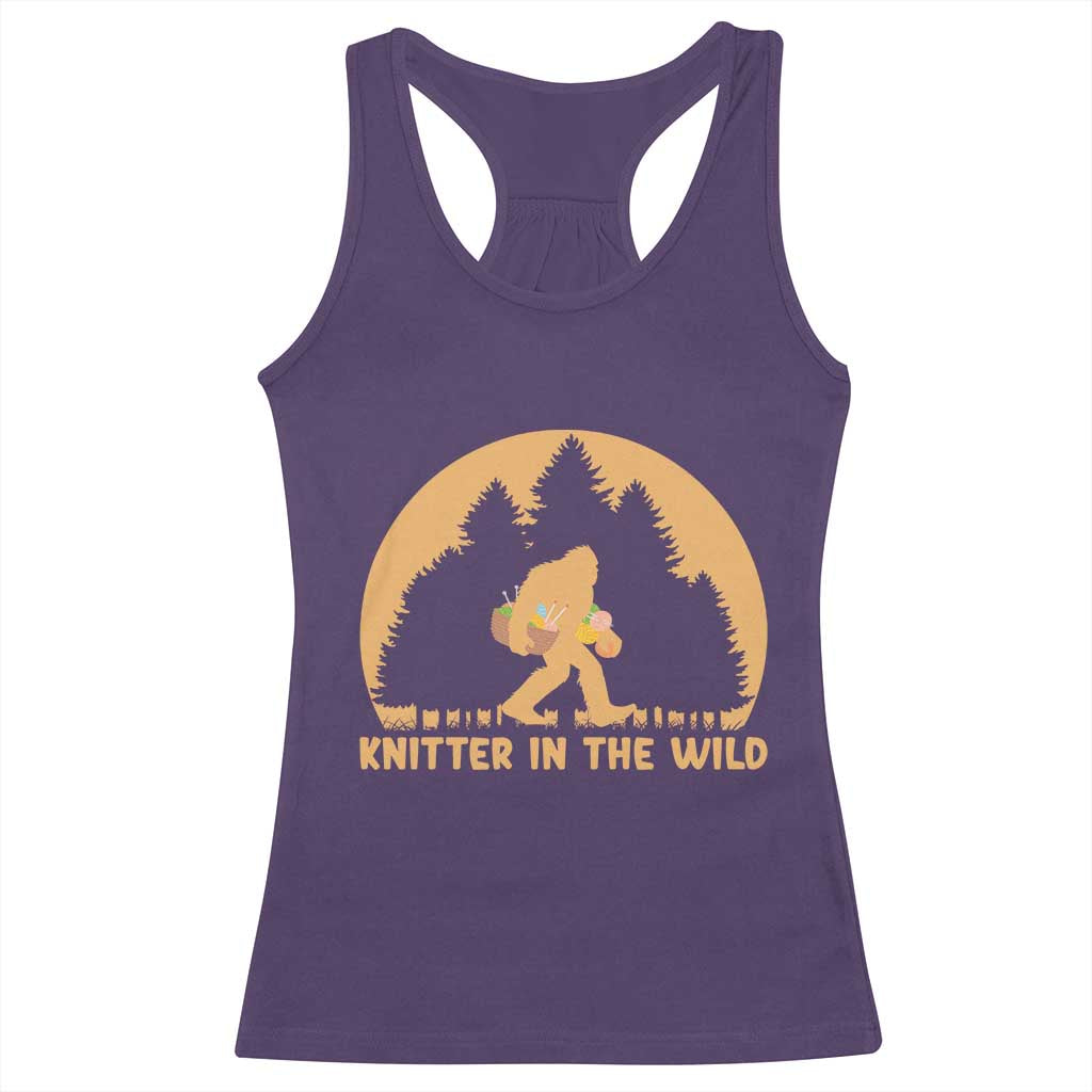 Knitting Bigfoot In The Wild Funny Gift Racerback Tank Top TS12 Purple Print Your Wear