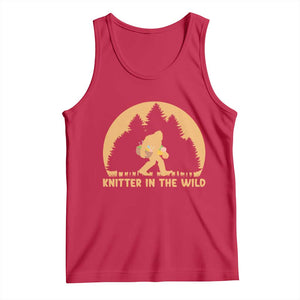 Knitting Bigfoot In The Wild Funny Gift Tank Top TS12 Red Print Your Wear