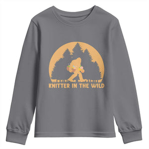Knitting Bigfoot In The Wild Funny Gift Youth Sweatshirt TS12 Charcoal Print Your Wear