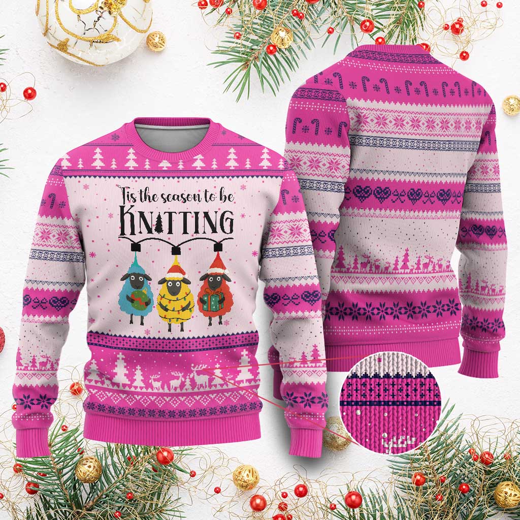 Tis The Season To Be Knitting Ugly Christmas Sweater Xmas Gift TS12 Hot Pink Print Your Wear