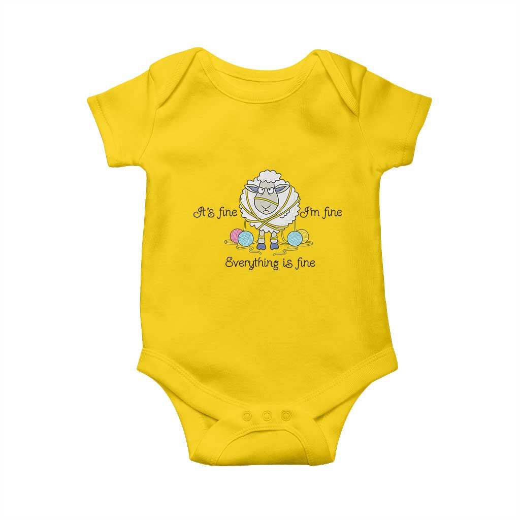 Its Fine I am Fine Everything Is Fine Baby Onesie Funny Sheep Yarn Chaos TS12 Daisy Print Your Wear
