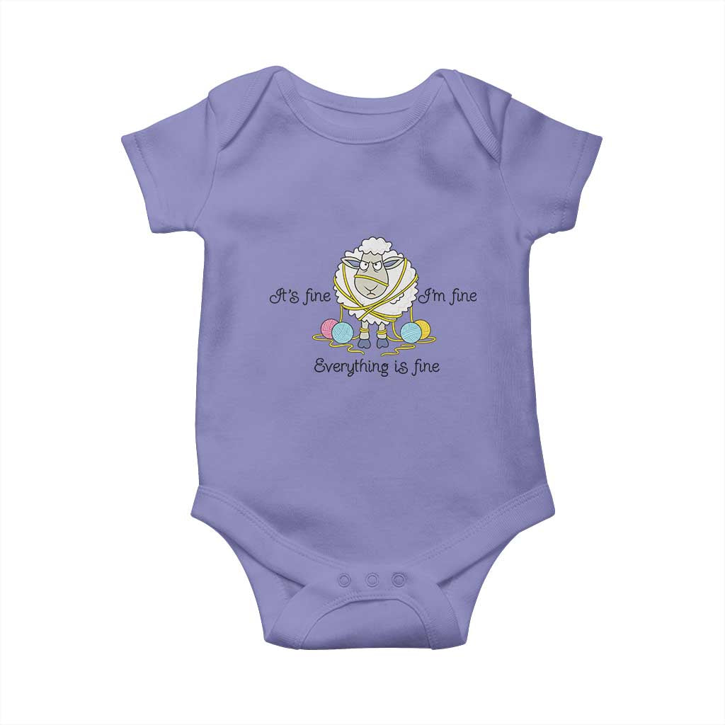 Its Fine I am Fine Everything Is Fine Baby Onesie Funny Sheep Yarn Chaos TS12 Violet Print Your Wear