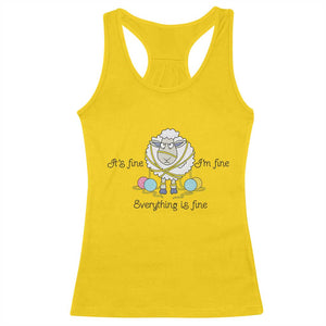 Its Fine I am Fine Everything Is Fine Racerback Tank Top Funny Sheep Yarn Chaos TS12 Daisy Print Your Wear